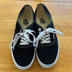 Vans Women’s Black Sneakers with White Accents Size 9